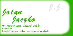 jolan jaczko business card