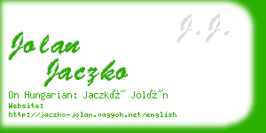 jolan jaczko business card